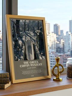 The Greek Coffin Mystery bookish print framed by window – literary home decor