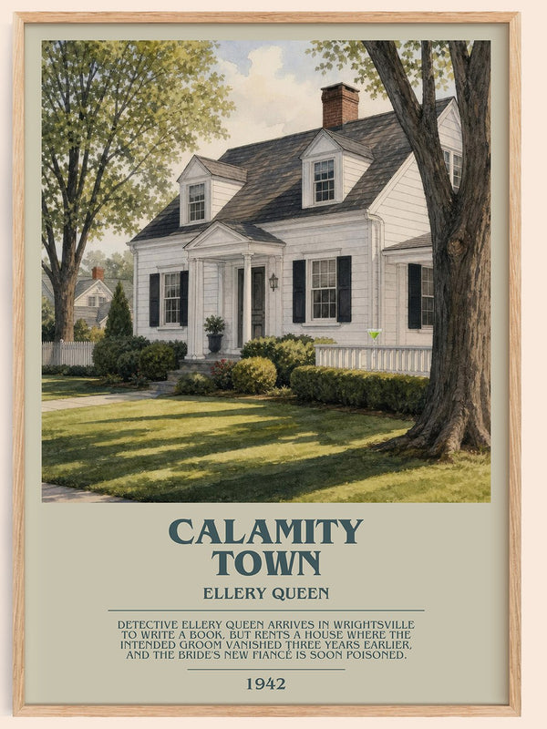Calamity Town bookish book poster by Ellery Queen – framed literary art print