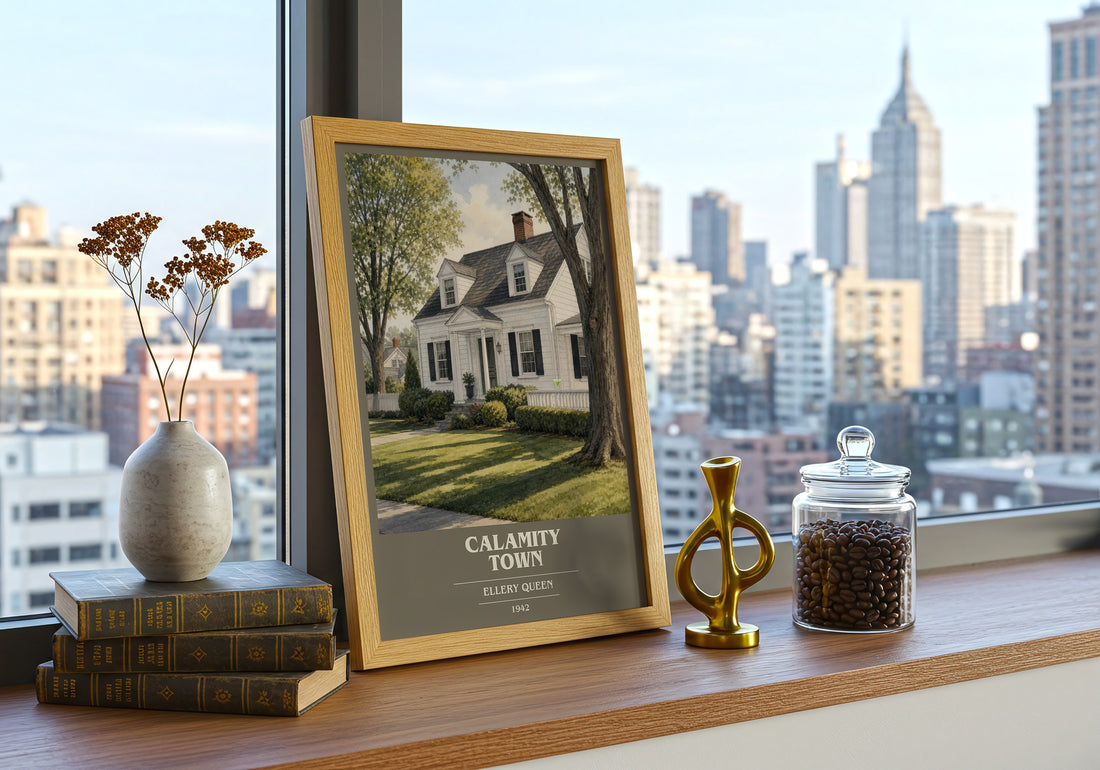Calamity Town book cover print framed by window – literary home decor