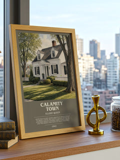 Calamity Town bookish print framed by window – literary home decor