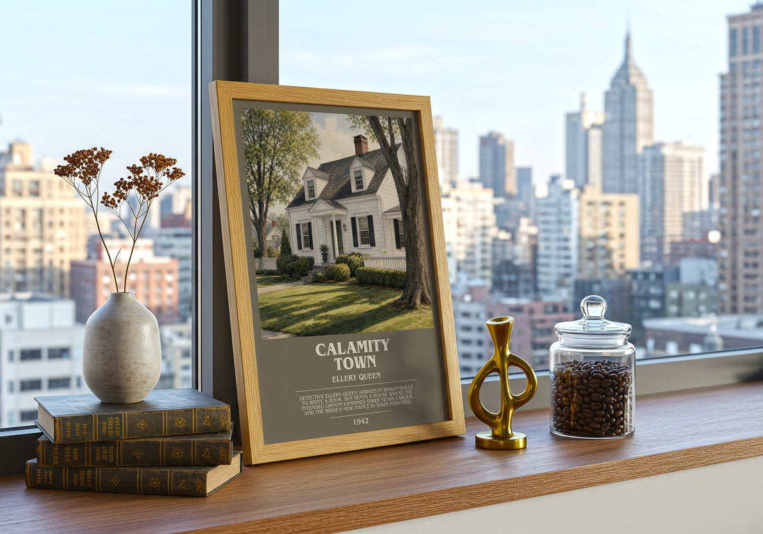 Calamity Town bookish print framed by window – literary home decor