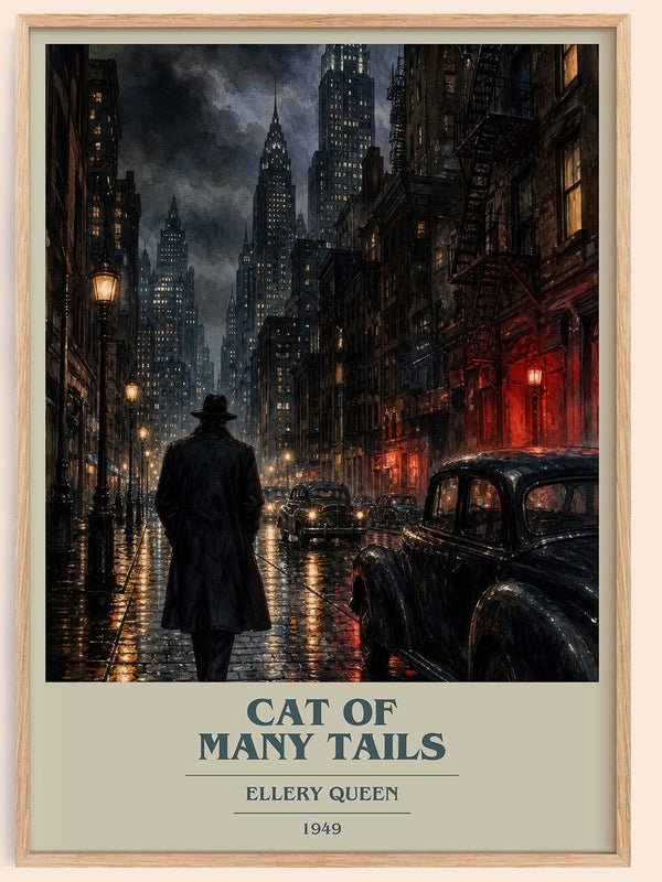 Cat of Many Tails book cover book poster by Ellery Queen – framed literary art print