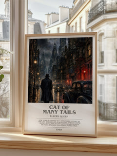Cat of Many Tails bookish poster colour and style options – Ellery Queen book art
