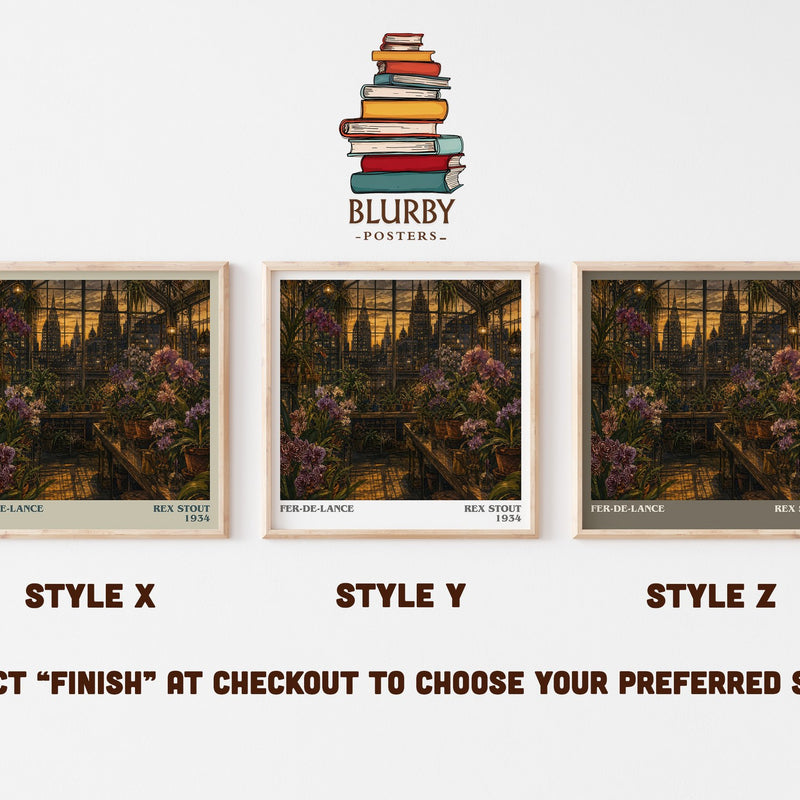 Fer-de-Lance literary print in frame leaning in hallway – mystery wall art