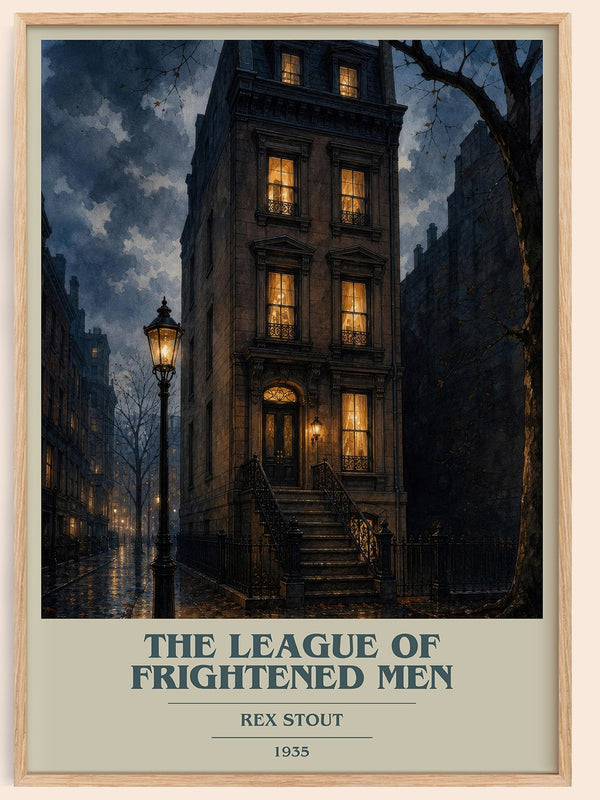 The League of Frightened Men book cover book poster by Rex Stout – framed literary art print