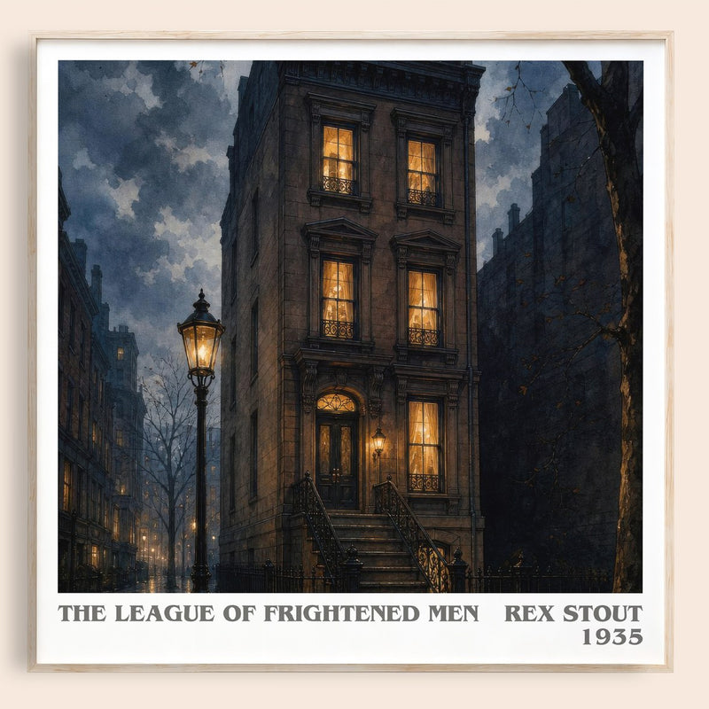 The League of Frightened Men literary book poster by Rex Stout – framed literary art print