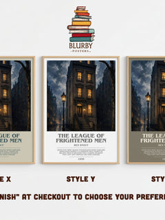 The League of Frightened Men bookish print in frame leaning in hallway – mystery wall art