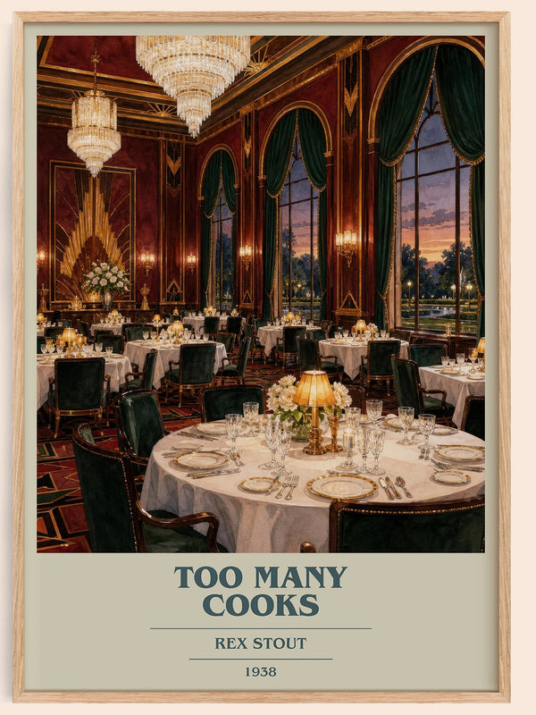Too Many Cooks book cover book poster by Rex Stout – framed literary art print