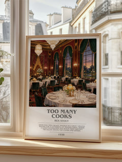 Too Many Cooks bookish poster colour and style options – Rex Stout book art