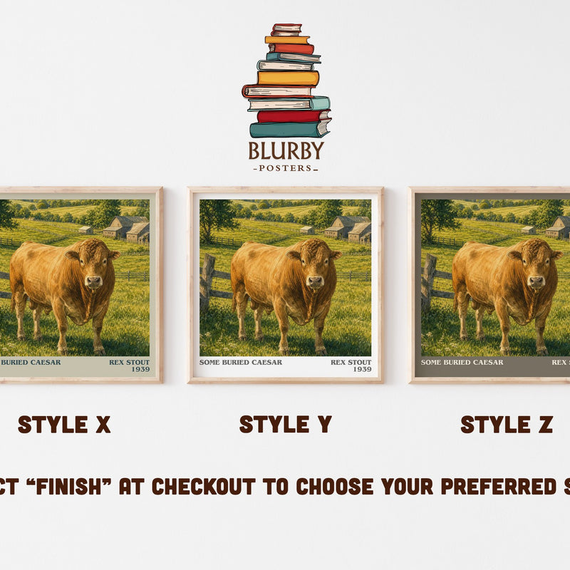 Some Buried Caesar literary print in frame leaning in hallway – mystery wall art