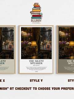 The Silent Speaker bookish print in frame leaning in hallway – mystery wall art