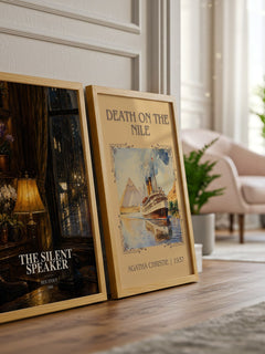 The Silent Speaker watercolour print framed by window – literary home decor
