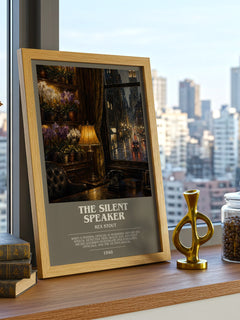 The Silent Speaker bookish print framed by window – literary home decor