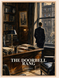 The Doorbell Rang watercolour book poster by Rex Stout – framed literary art print