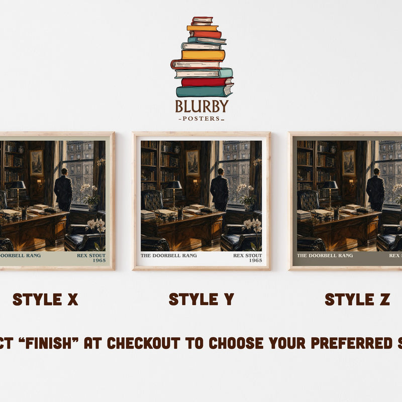 The Doorbell Rang literary print in frame leaning in hallway – mystery wall art