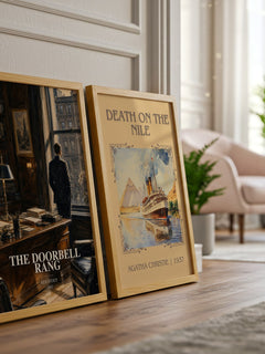 The Doorbell Rang watercolour print framed by window – literary home decor