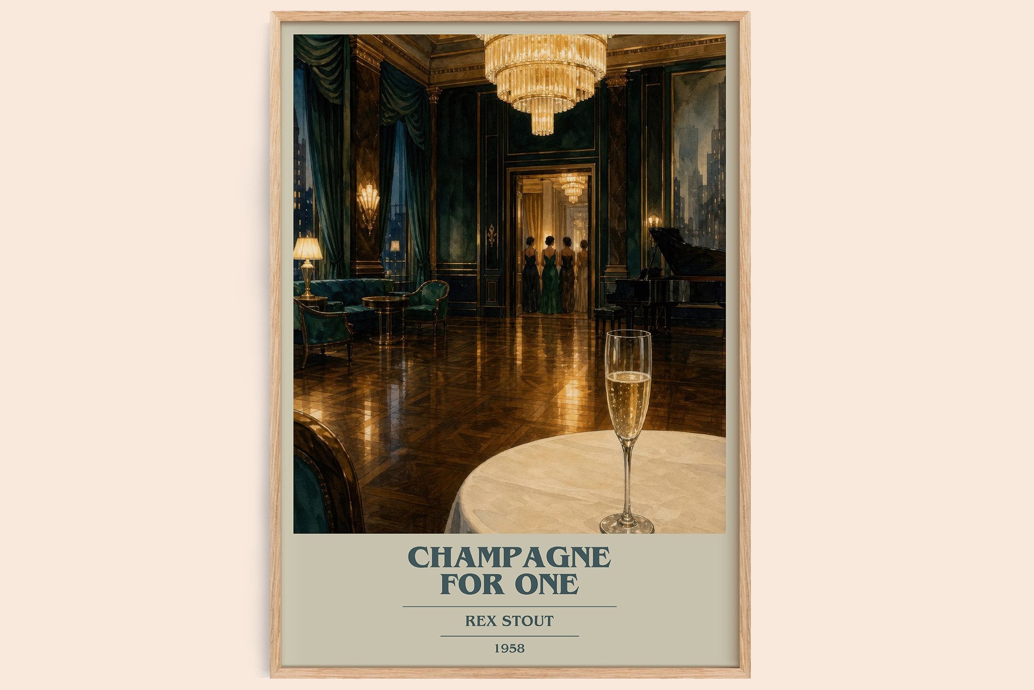 Champagne for One Book Cover Poster by Rex Stout