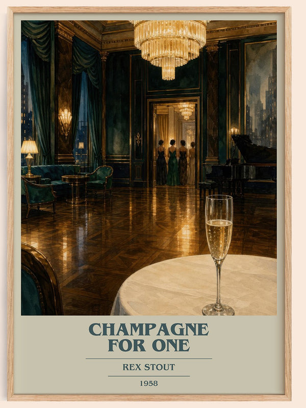 Champagne for One book cover book poster by Rex Stout – framed literary art print