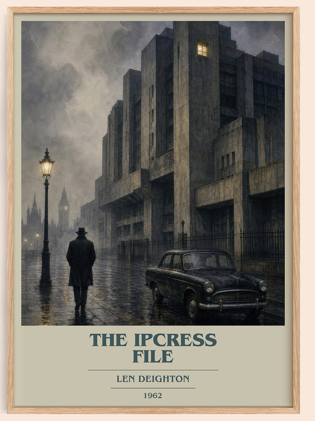 The Ipcress File book cover book poster by Len Deighton – framed literary art print