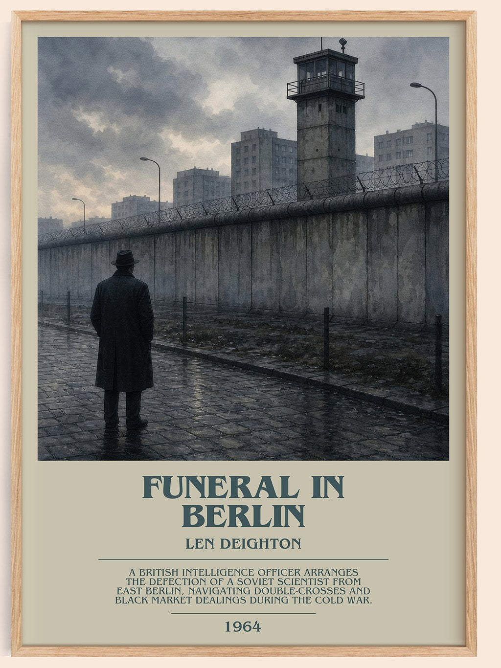 Funeral in Berlin bookish book poster by Len Deighton – framed literary art print