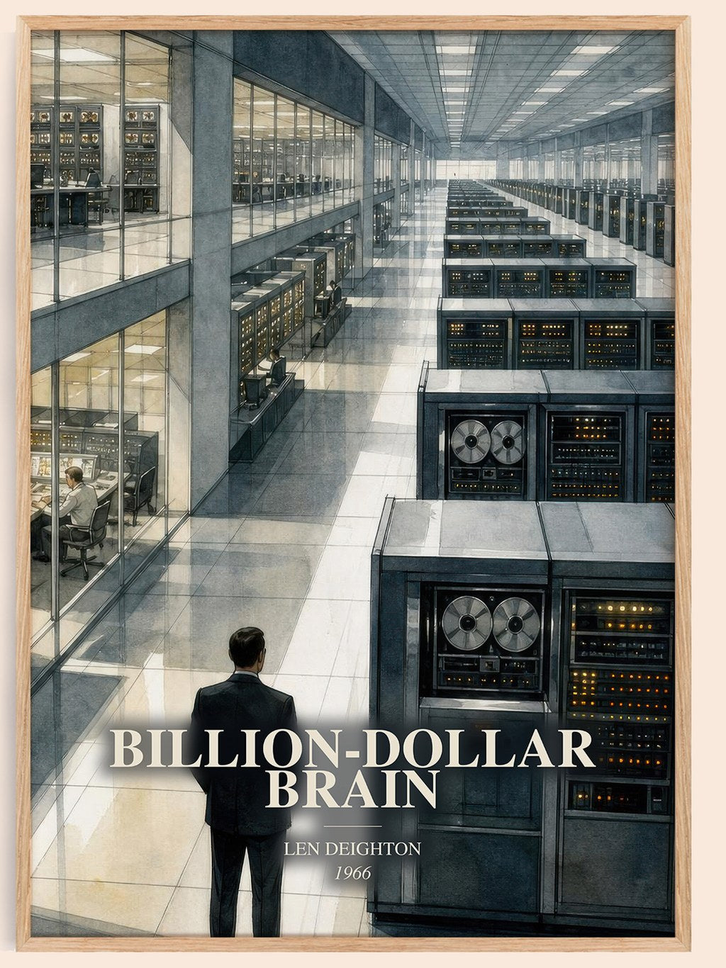 Billion-Dollar Brain watercolour book poster by Len Deighton – framed literary art print