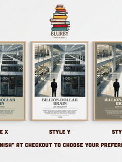 Billion-Dollar Brain bookish print in frame leaning in hallway – thriller wall art
