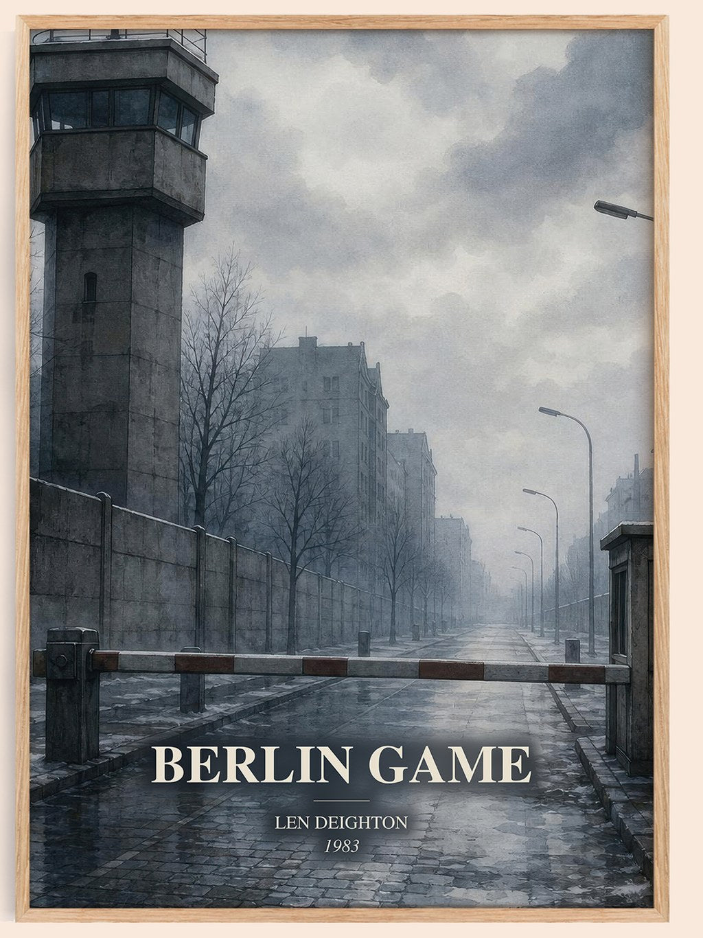 Berlin Game watercolour book poster by Len Deighton – framed literary art print