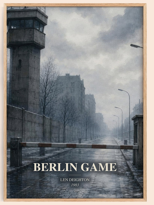 Berlin Game watercolour book poster by Len Deighton – framed literary art print