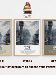 Berlin Game bookish print in frame leaning in hallway – thriller wall art