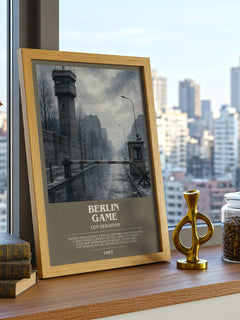 Berlin Game bookish print framed by window – literary home decor