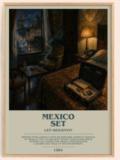 Mexico Set bookish book poster by Len Deighton – framed literary art print