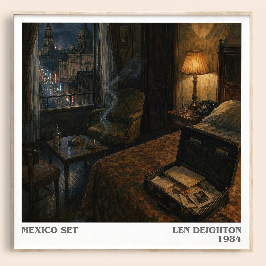 Mexico Set literary book poster by Len Deighton – framed literary art print