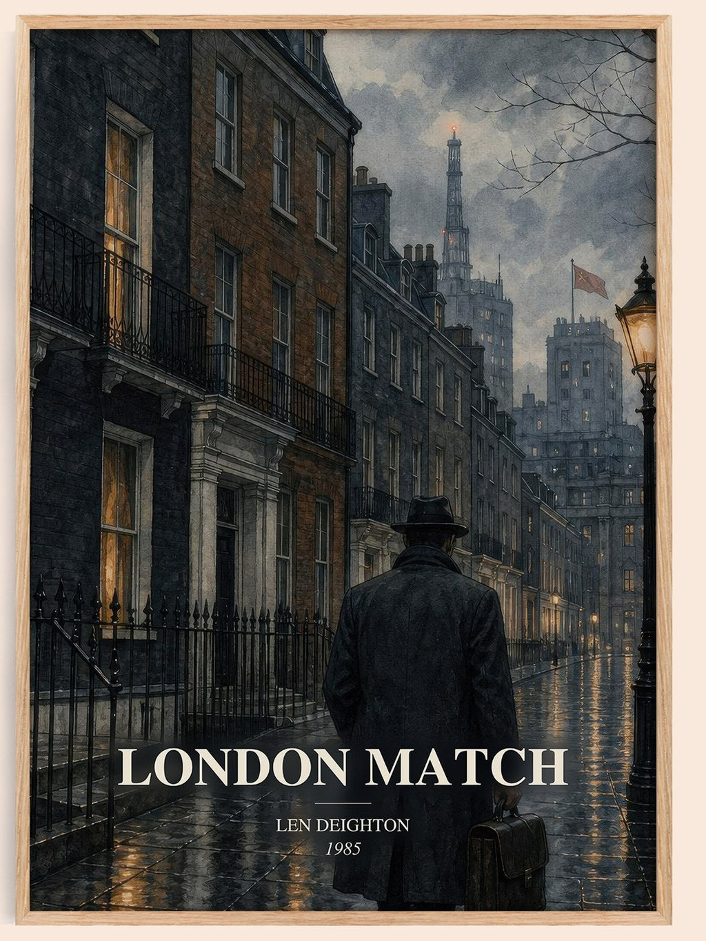 London Match watercolour book poster by Len Deighton – framed literary art print