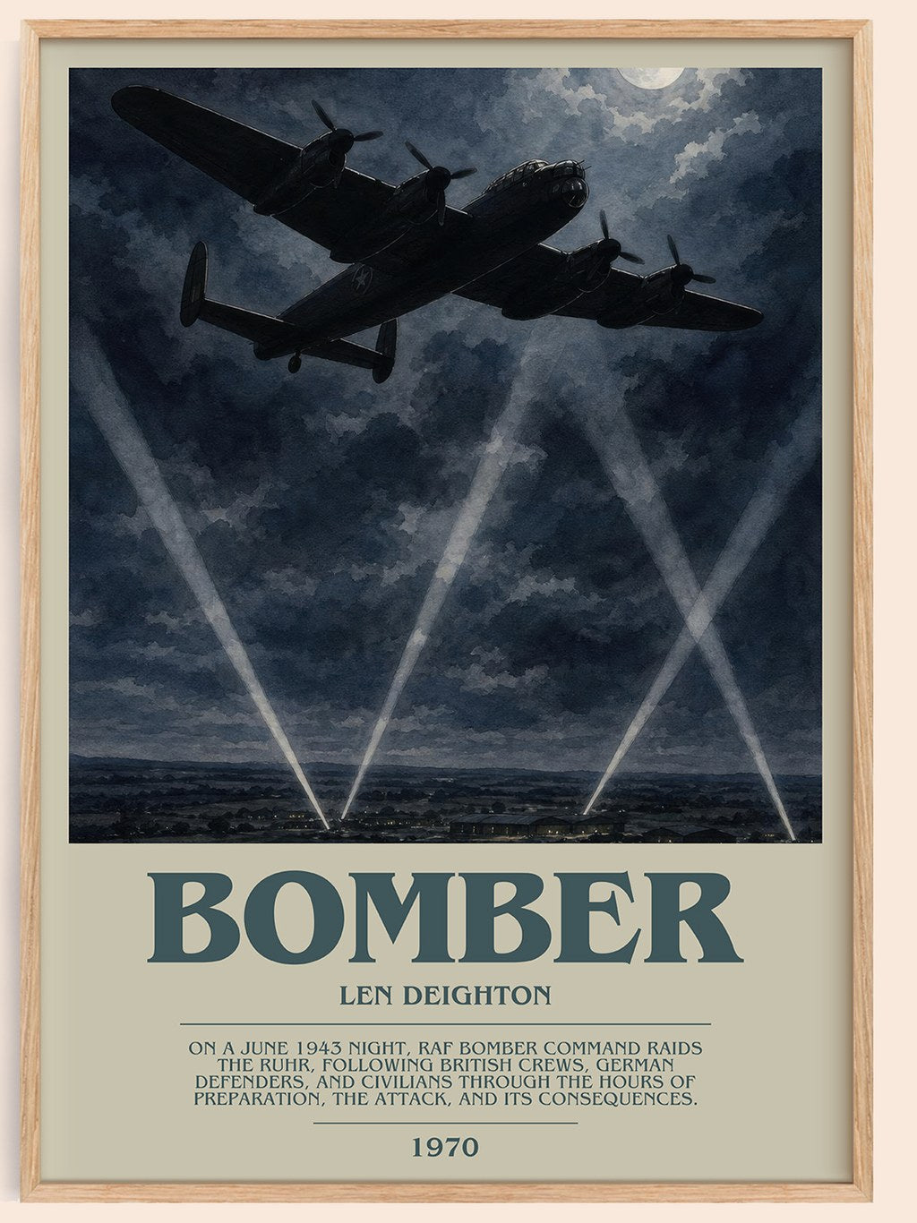 Bomber bookish book poster by Len Deighton – framed literary art print