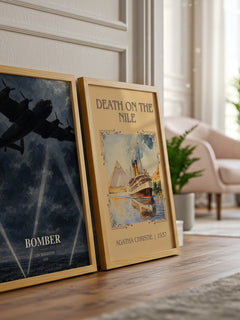 Bomber watercolour print framed by window – literary home decor