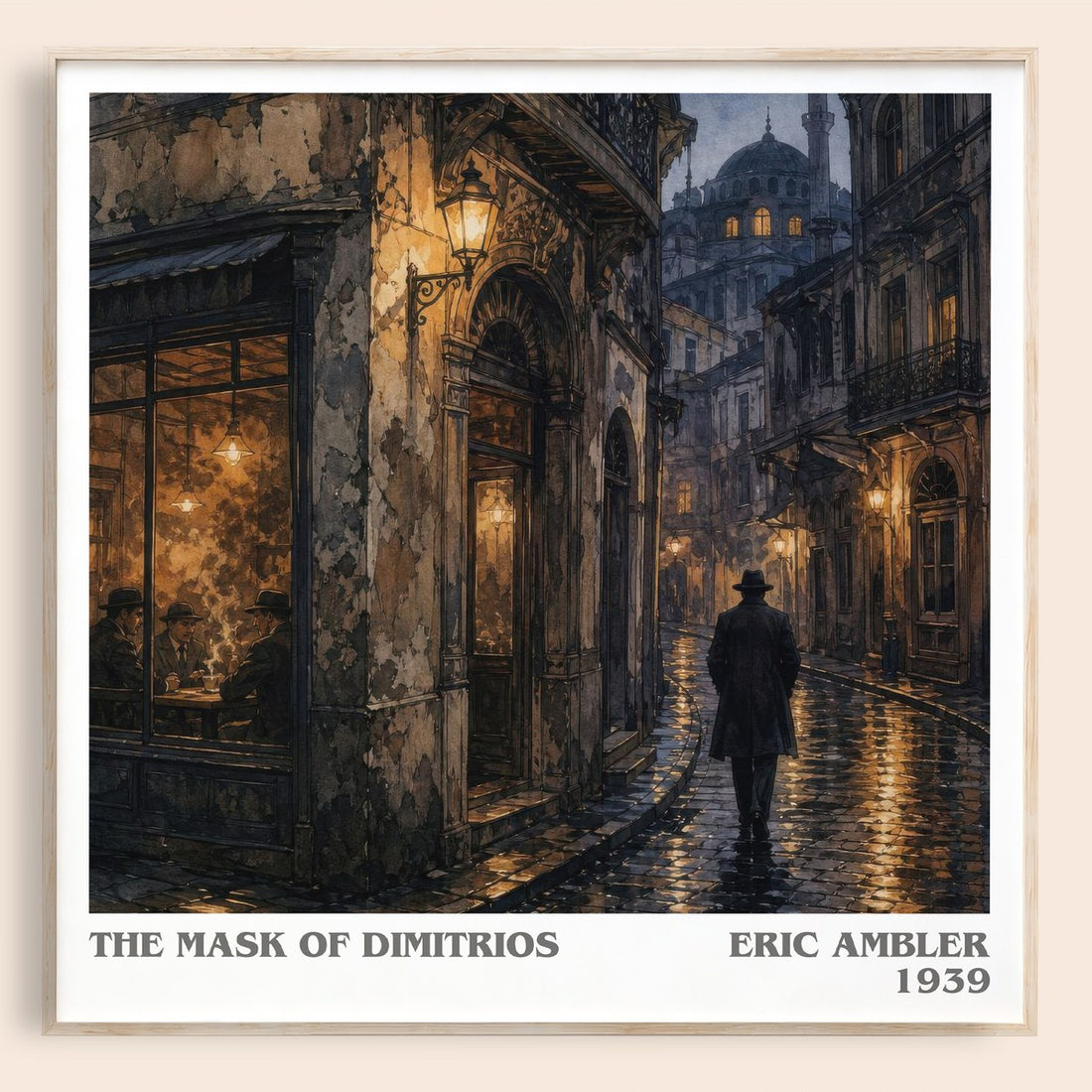 The Mask of Dimitrios literary book poster by Eric Ambler – framed literary art print