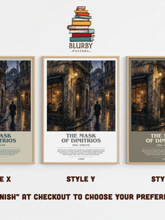 The Mask of Dimitrios bookish print in frame leaning in hallway – thriller wall art