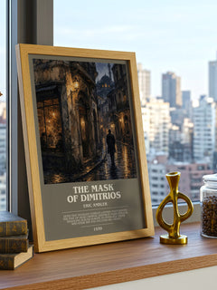 The Mask of Dimitrios bookish print framed by window – literary home decor