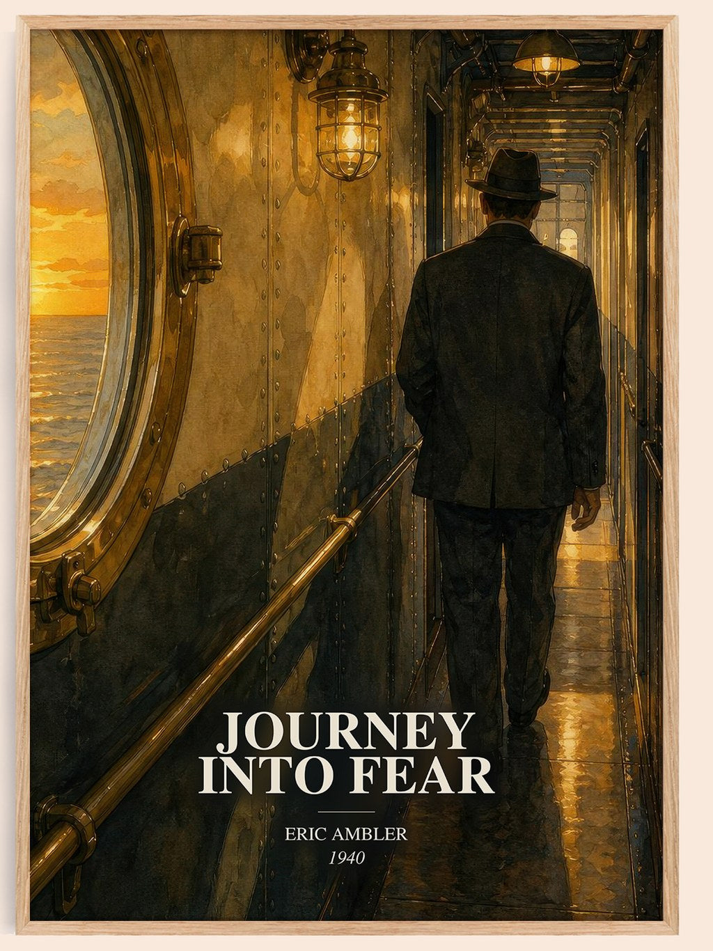 Journey into Fear watercolour book poster by Eric Ambler – framed literary art print