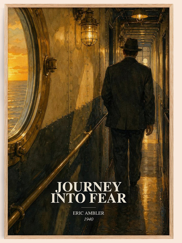 Journey into Fear watercolour book poster by Eric Ambler – framed literary art print