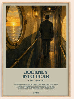 Journey into Fear bookish book poster by Eric Ambler – framed literary art print