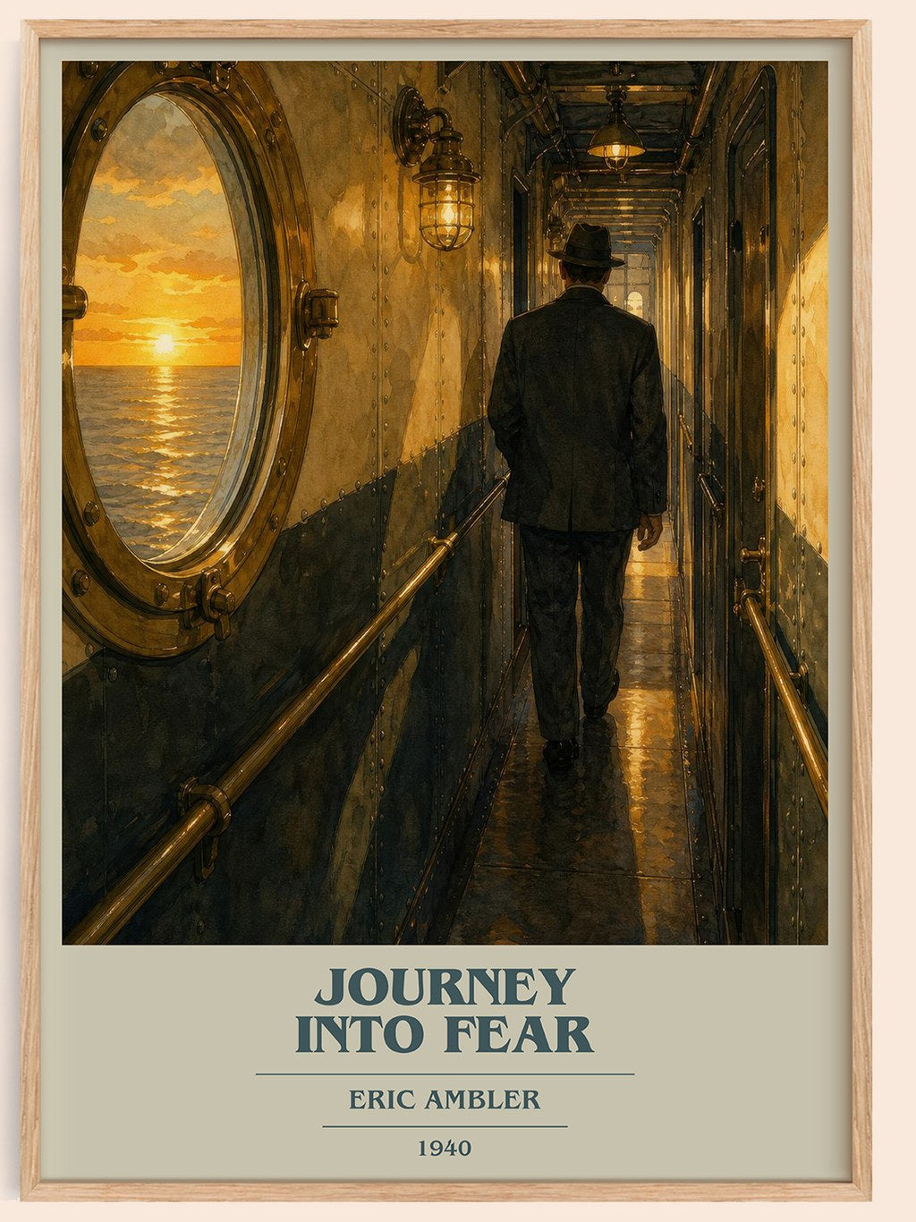 Journey into Fear book cover book poster by Eric Ambler – framed literary art print