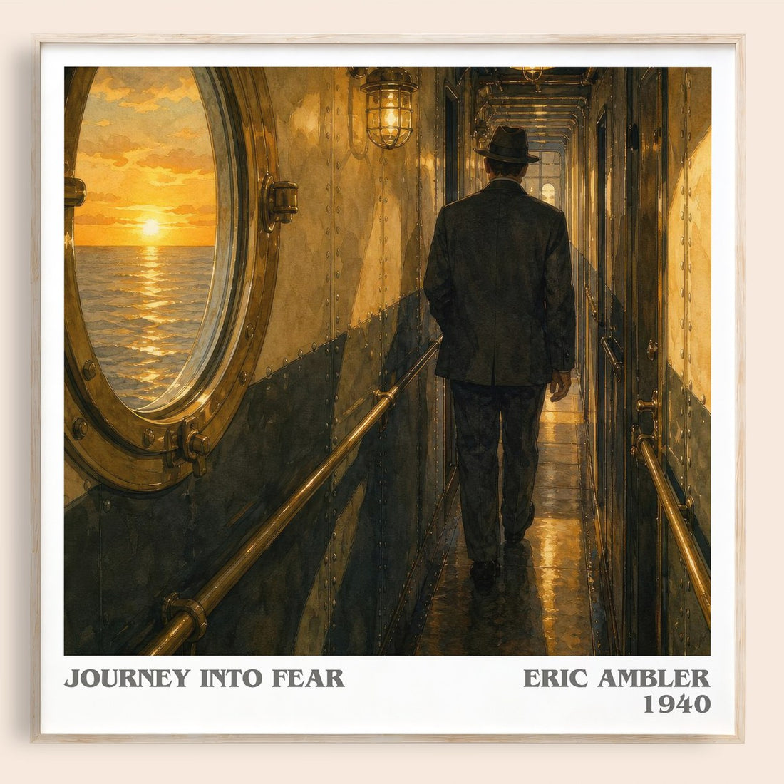Journey into Fear literary book poster by Eric Ambler – framed literary art print