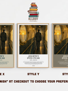 Journey into Fear bookish print in frame leaning in hallway – thriller wall art
