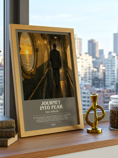 Journey into Fear bookish print framed by window – literary home decor