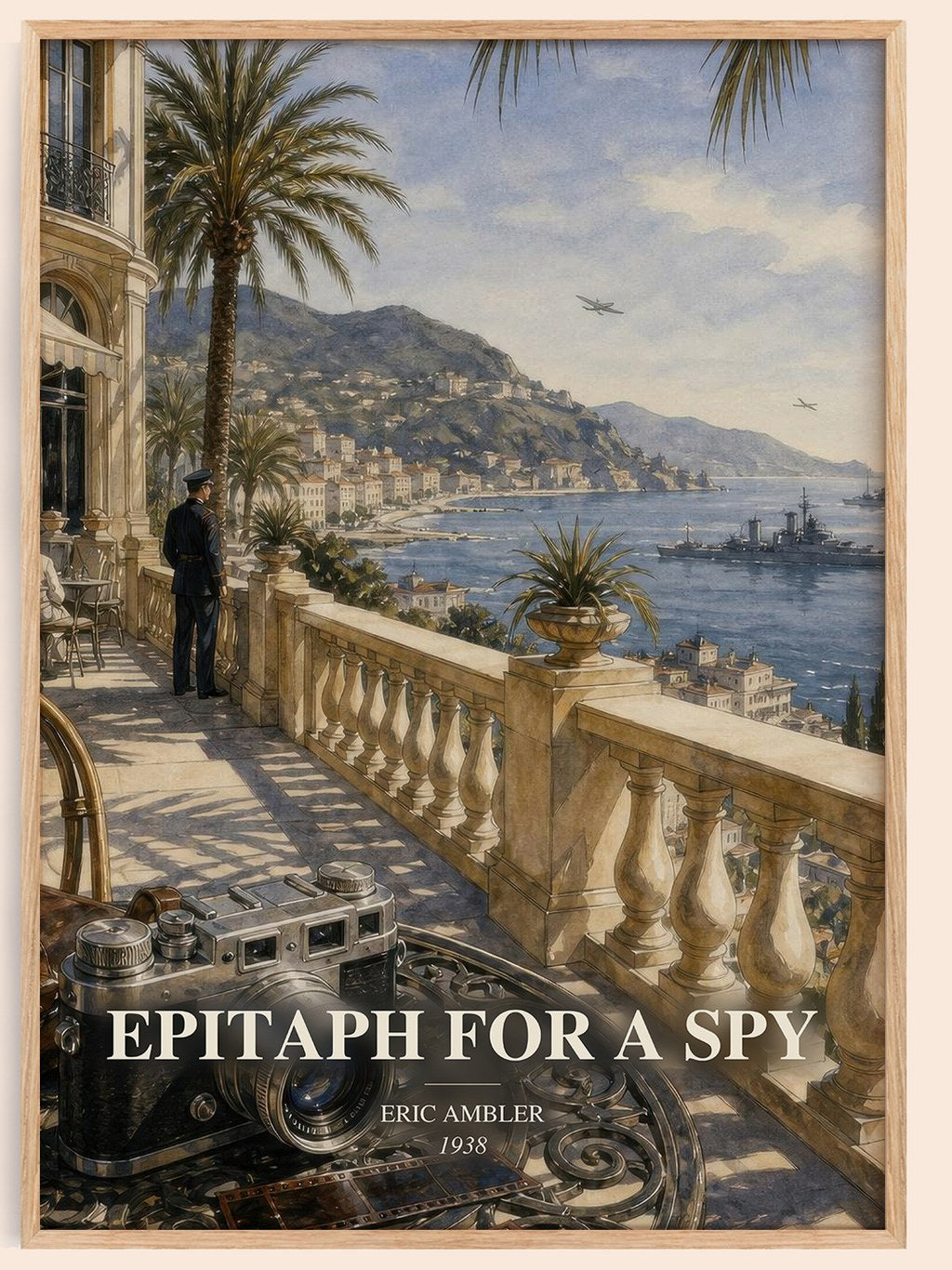 Epitaph for a Spy watercolour book poster by Eric Ambler – framed literary art print