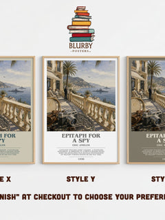 Epitaph for a Spy bookish print in frame leaning in hallway – thriller wall art