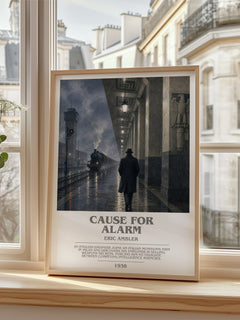Cause for Alarm bookish poster colour and style options – Eric Ambler book art