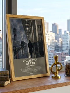 Cause for Alarm bookish print framed by window – literary home decor