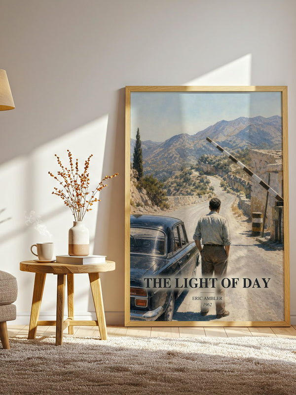 The Light of Day watercolour print in frame leaning in hallway – thriller wall art